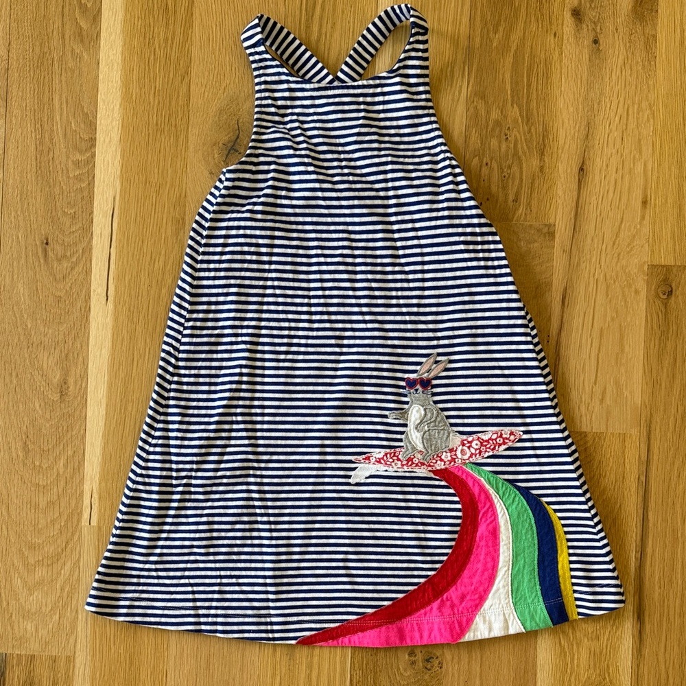 Mini Boden Surfing Rabbit Striped Summer Dress